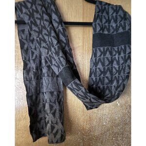 Michael Kors Black Gray Classic Logo Scarf 60 IN X  9 IN
